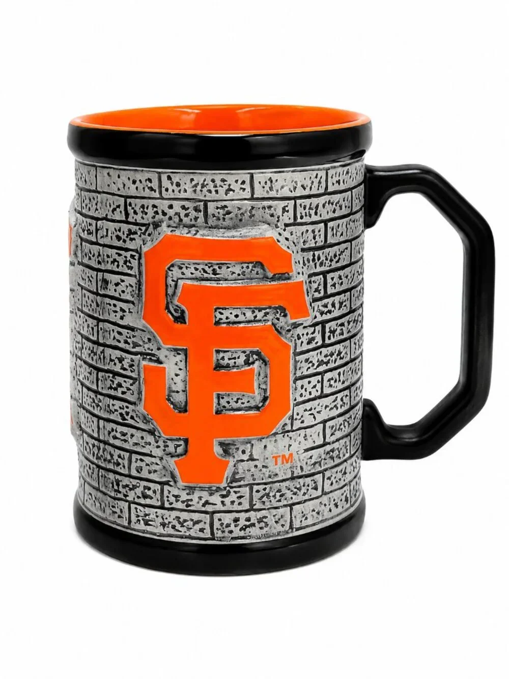 San Francisco Giants Raised SF Logo Ceramic Coffee Mug Gray Brick Design MLB
